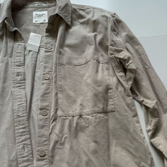 Abercrombie & fitch NWT oversized denim button up shirt light brown size medium - Picture 8 of 14